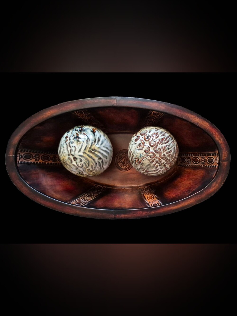 Decorative Oval Tray For Breads Or Just Decoration  in Rustic Brown.